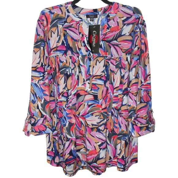 Tops New Pink Watercolor Abstract 34 Plus Size